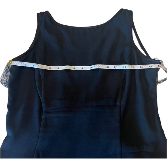 Betsy & Adam Black Mesh V Back Oversized Bow Rhinestone Occasion Party Dress - Picture 12 of 16